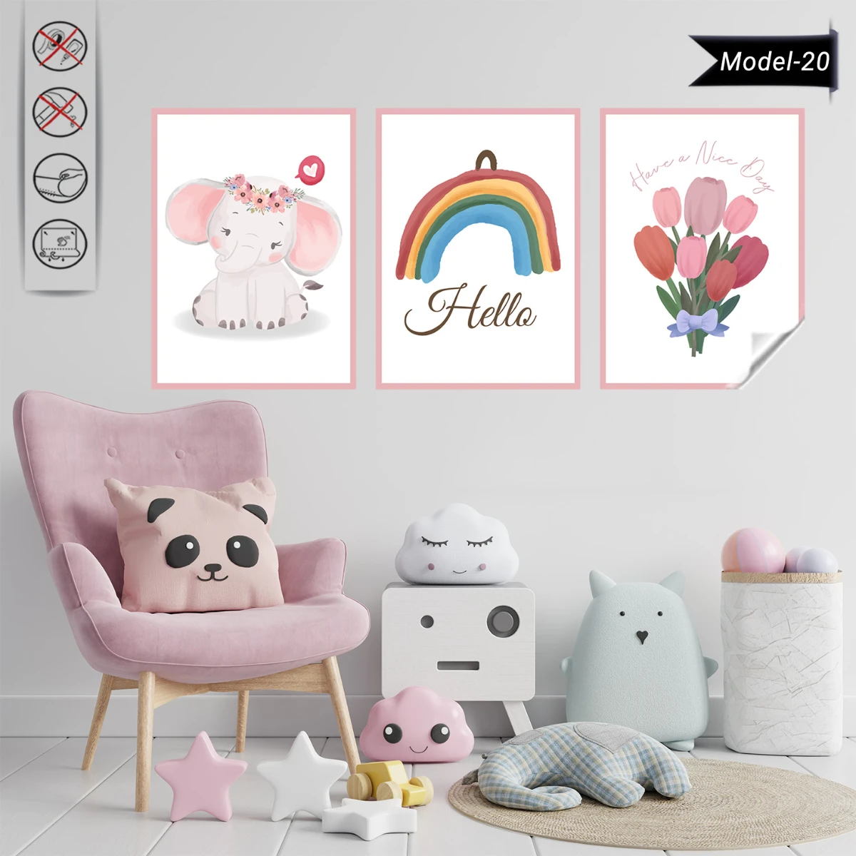 Statik Tutunma Özellikli Tablo - Poster Çocuk Odası (Model-20)