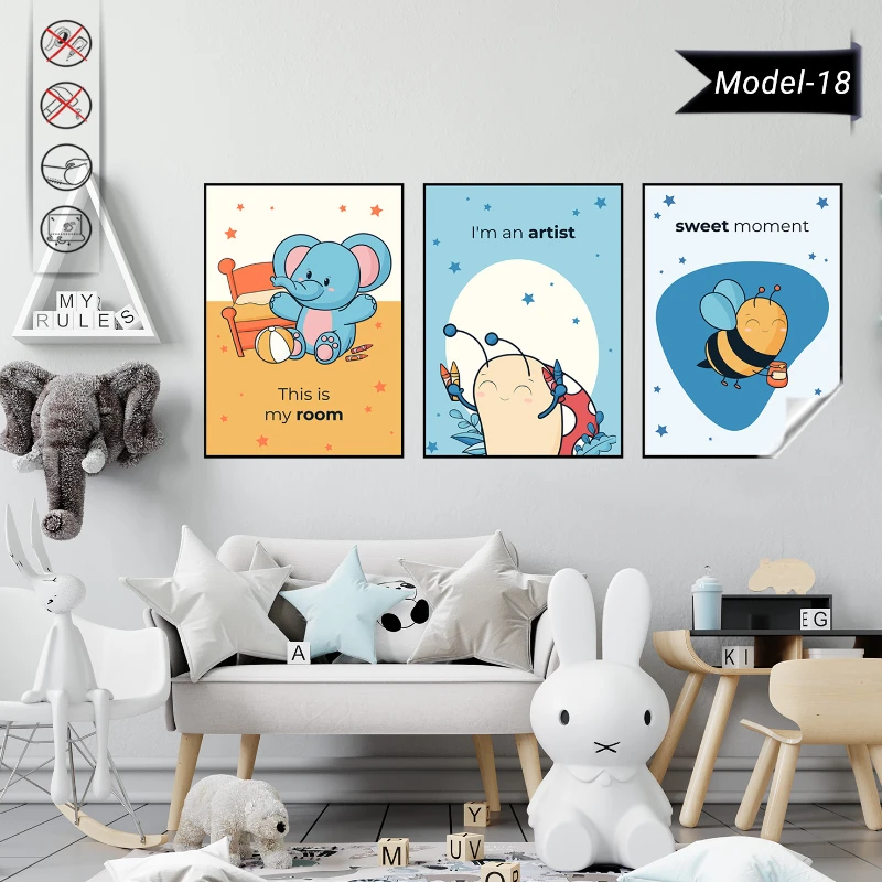 Statik Tutunma Özellikli Tablo - Poster Çocuk Odası (Model-18)