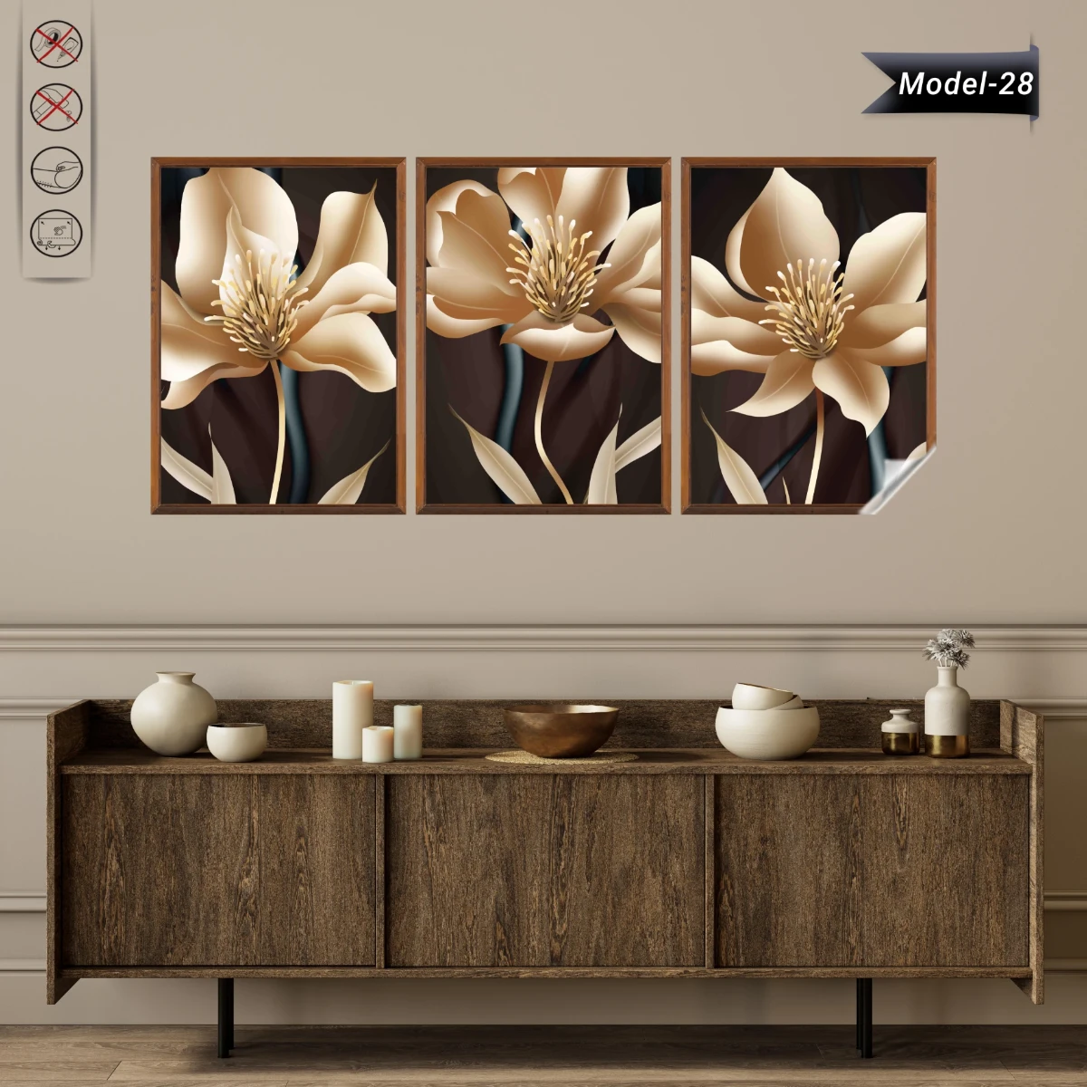 Statik Tutunma Özellikli Tablo - Poster Çiçek (Model- 28) (50X70)