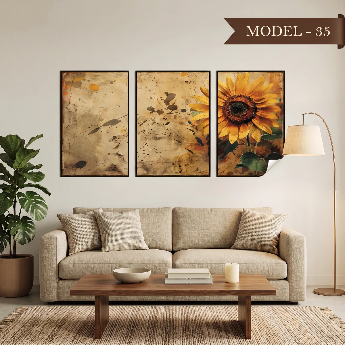 Statik Tutunma Özellikli Tablo - Poster Çiçek (Model- 35) (50X70)