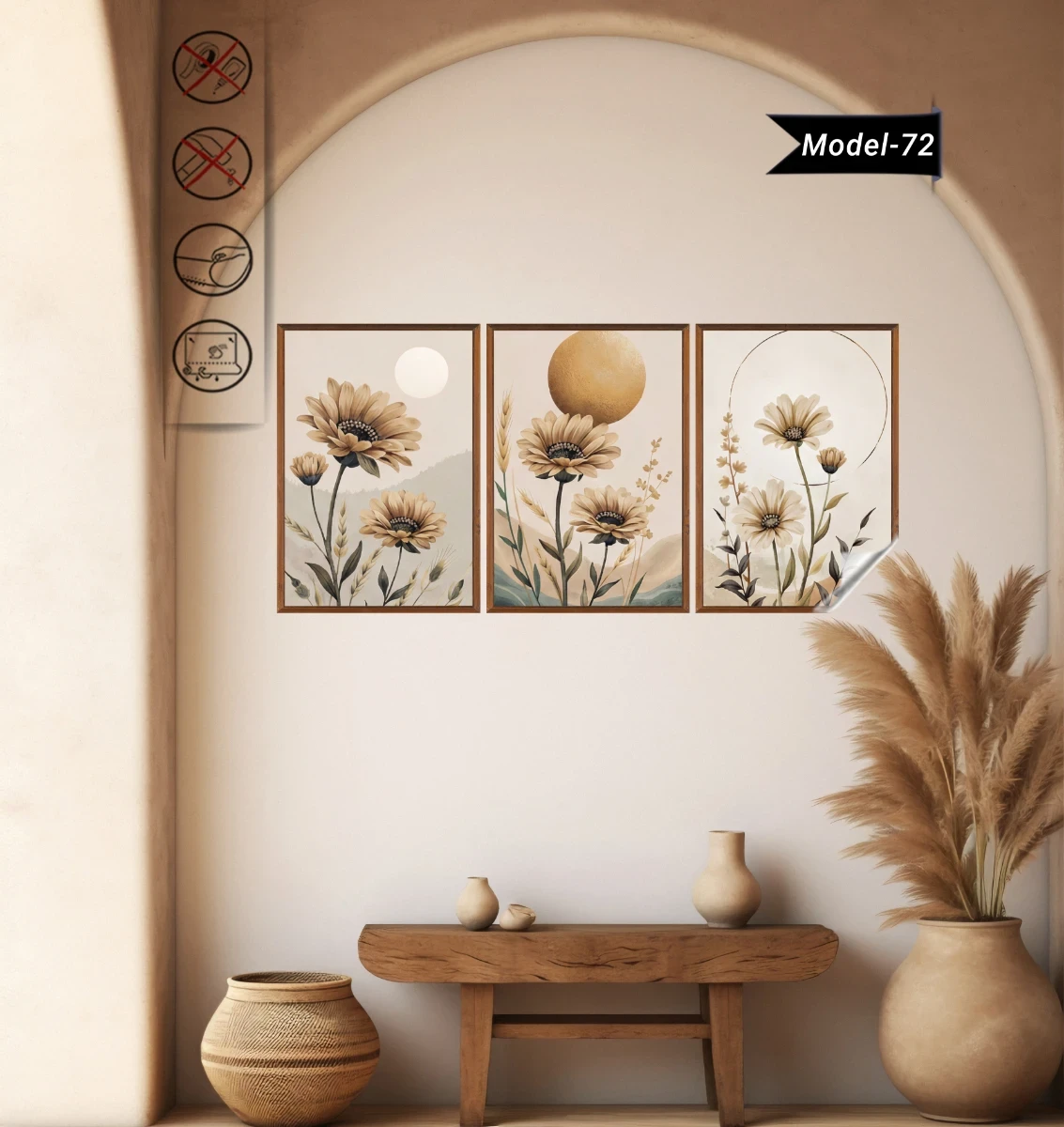 Statik Tutunma Özellikli Tablo - Poster Çiçek (Model- 72) (50X70)