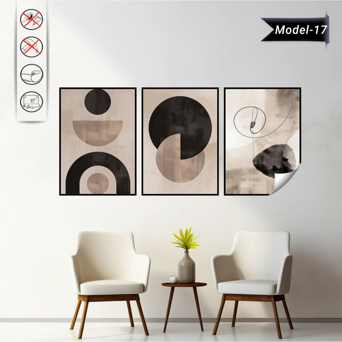 Statik Tutunma Özellikli Tablo - Poster Modern (Model- 17) (50X70)