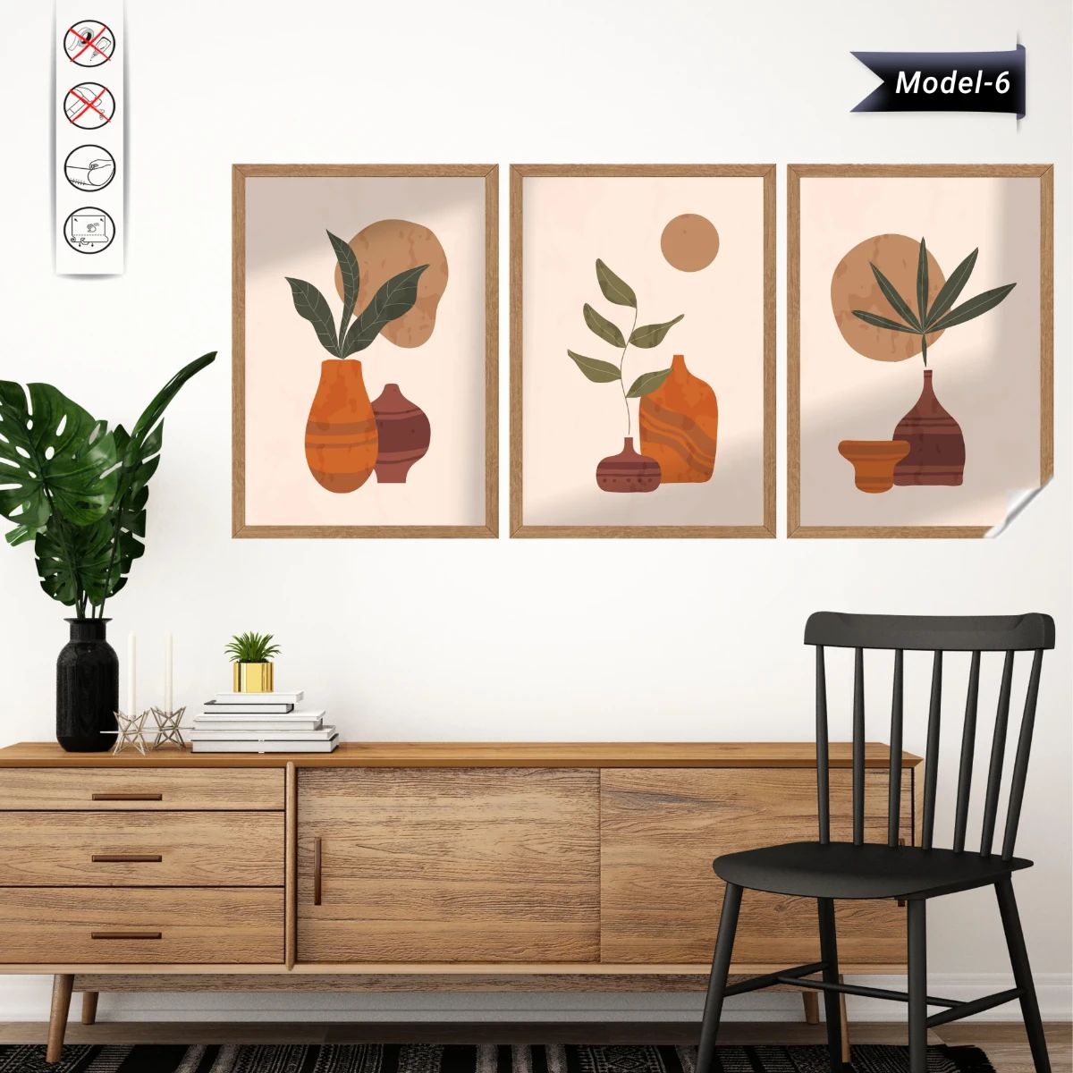 Statik Tutunma Özellikli Tablo - Poster Modern (Model-6) (50X70)