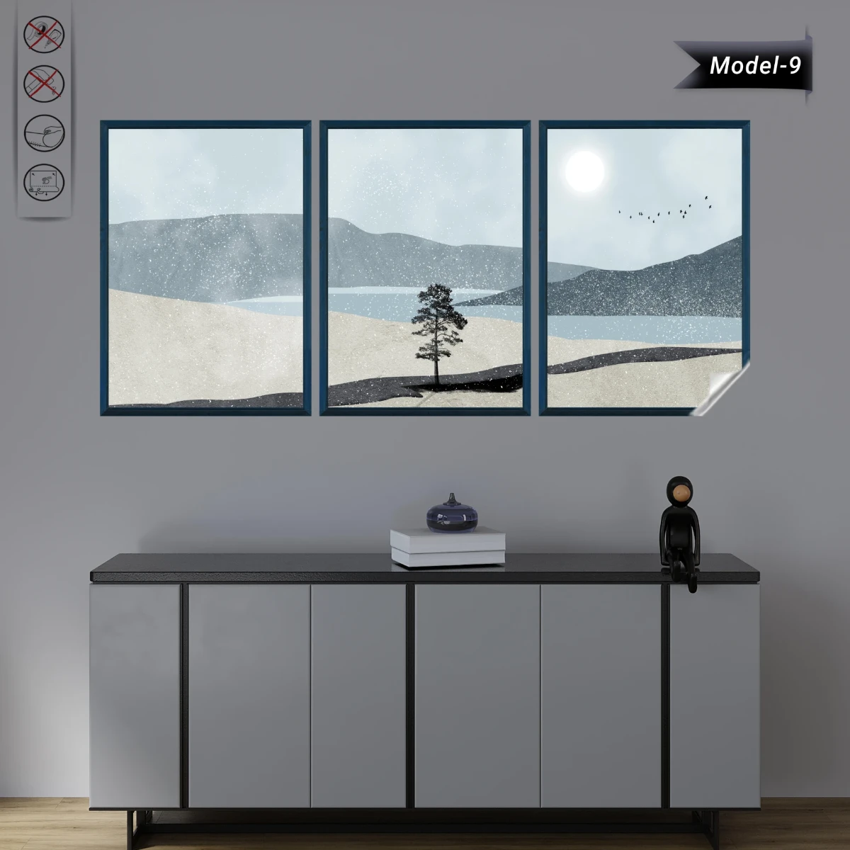 Statik Tutunma Özellikli Tablo - Poster Modern (Model-9) (50X70)