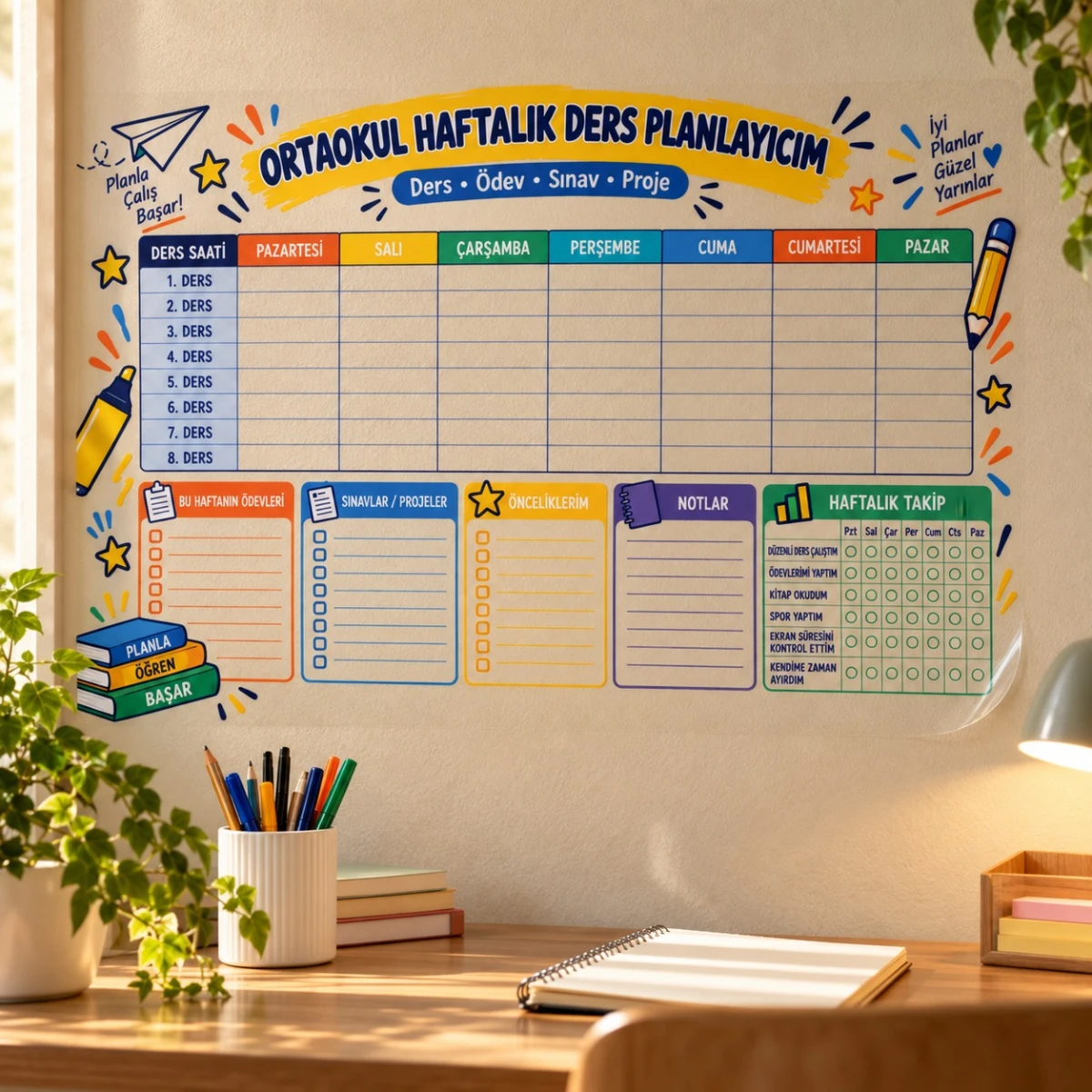 Statik Kağıt Ortaokul Haftalık Ders Programı (Model -4)
