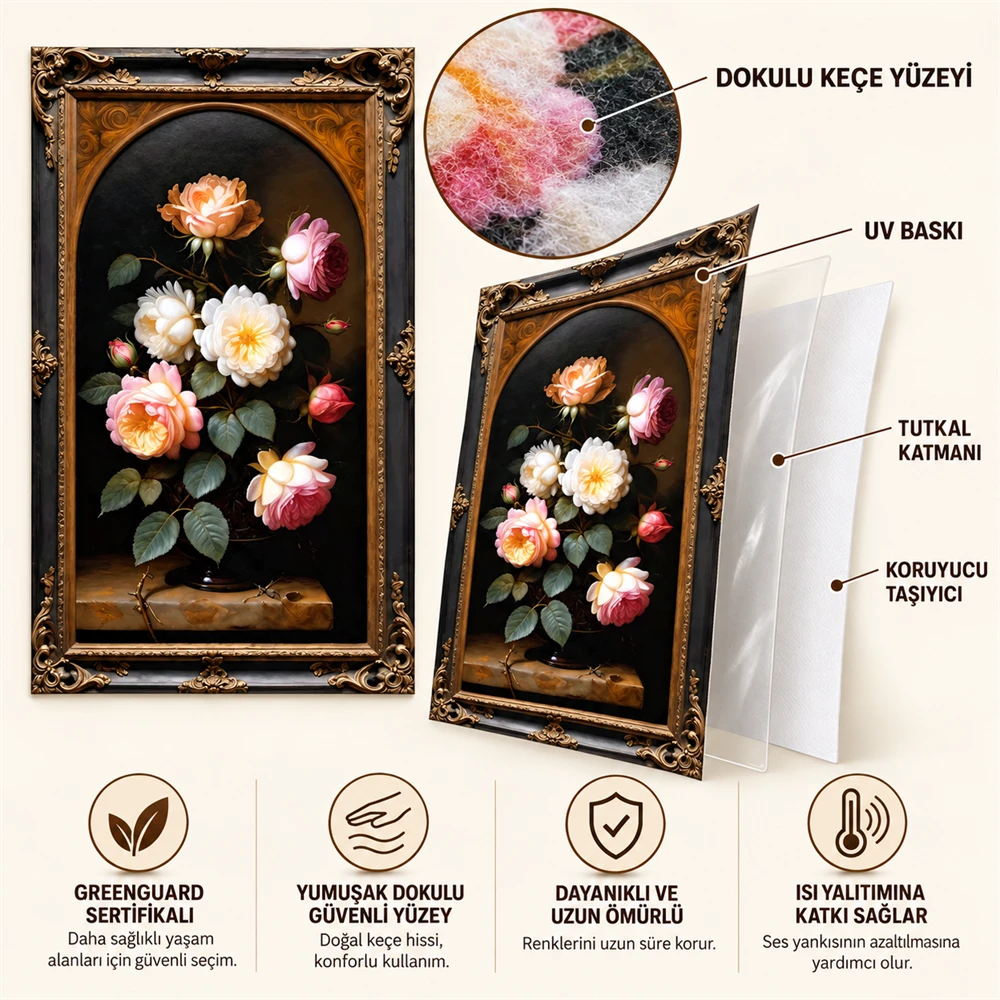 Yapışkanlı Keçe Tablo - Poster Çiçek (Model- 21) 