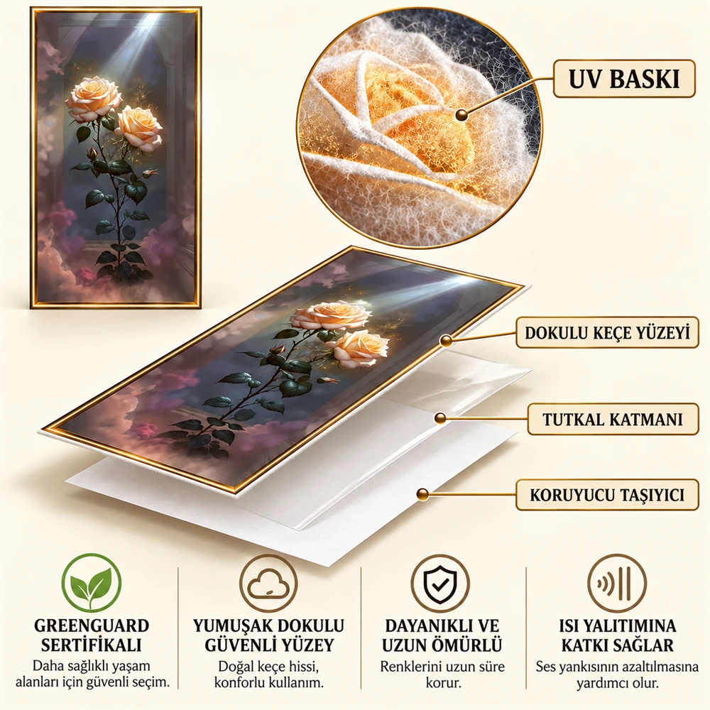 Yapışkanlı Keçe Tablo - Poster Çiçek (Model- 23) 