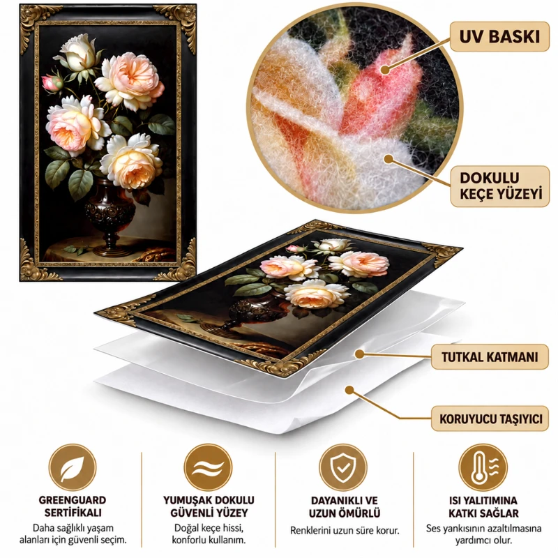 Yapışkanlı Keçe Tablo - Poster Çiçek (Model- 18)