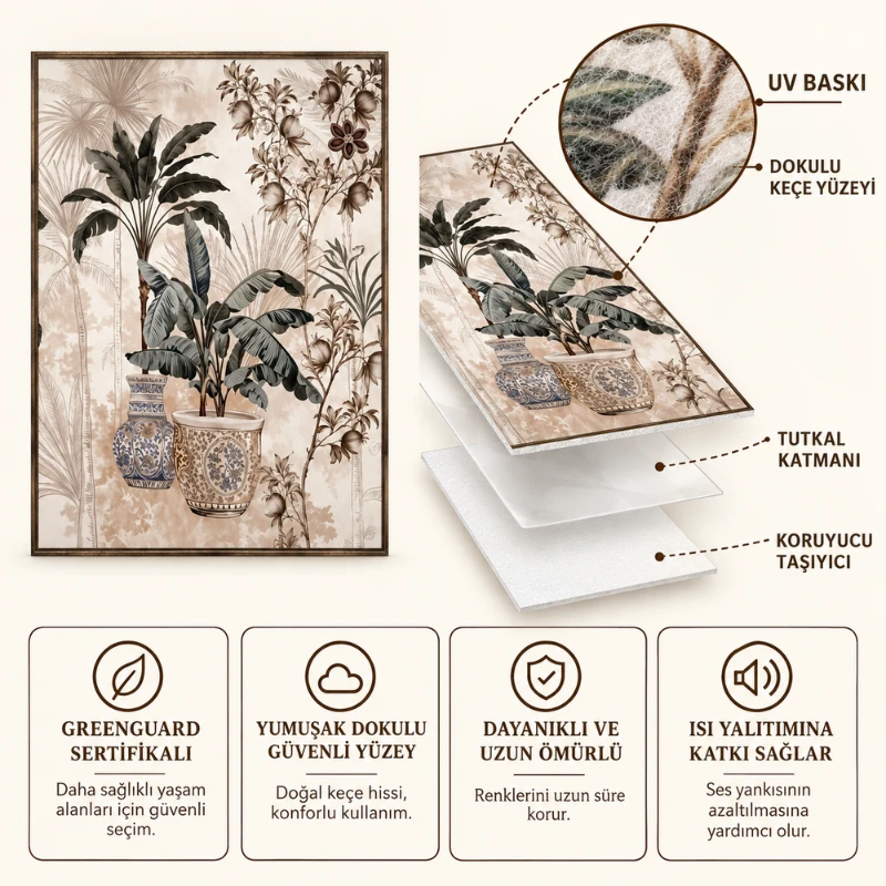 Yapışkanlı Keçe Tablo - Poster Çiçek (Model- 86)