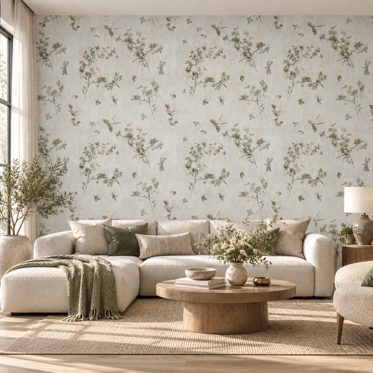 Yapışkanlı Keçe Duvar Kağıdı Çiçek Desen (Model - 2048)