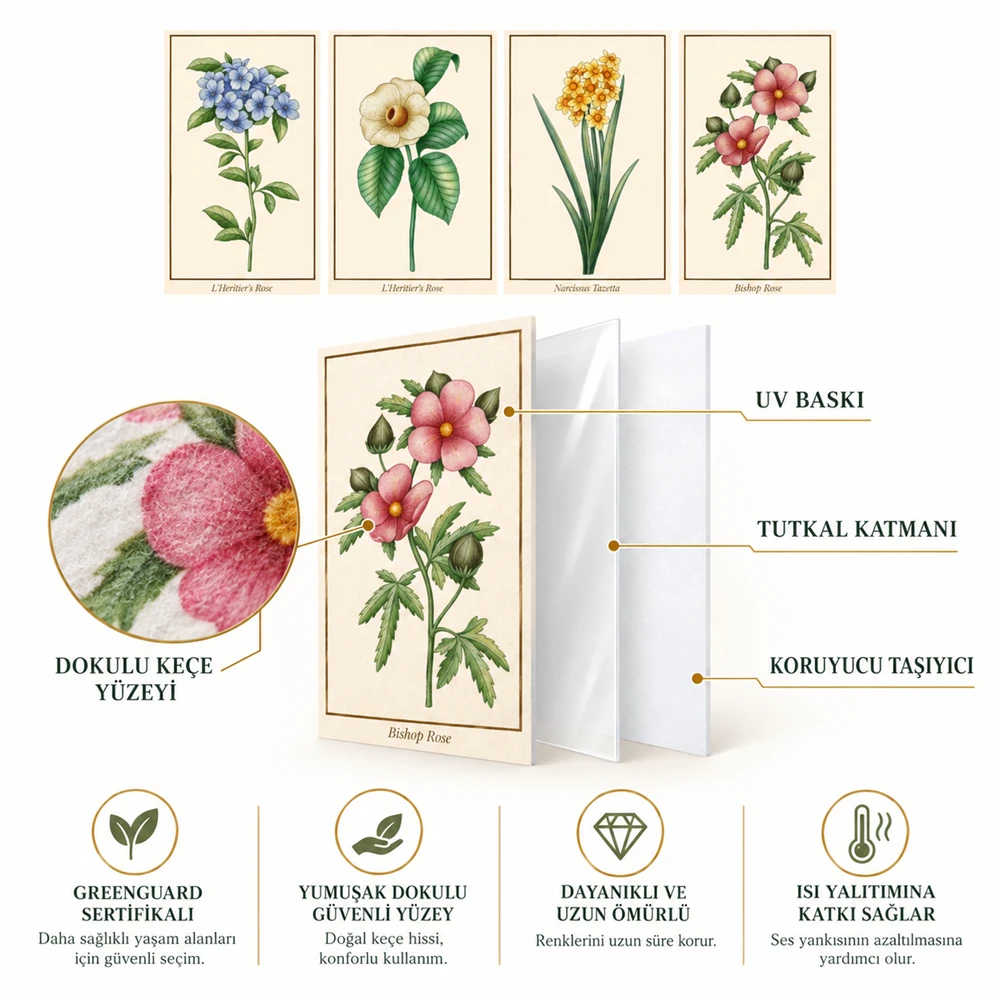 Yapışkanlı Keçe Tablo - Poster Çiçek (Model-46) 