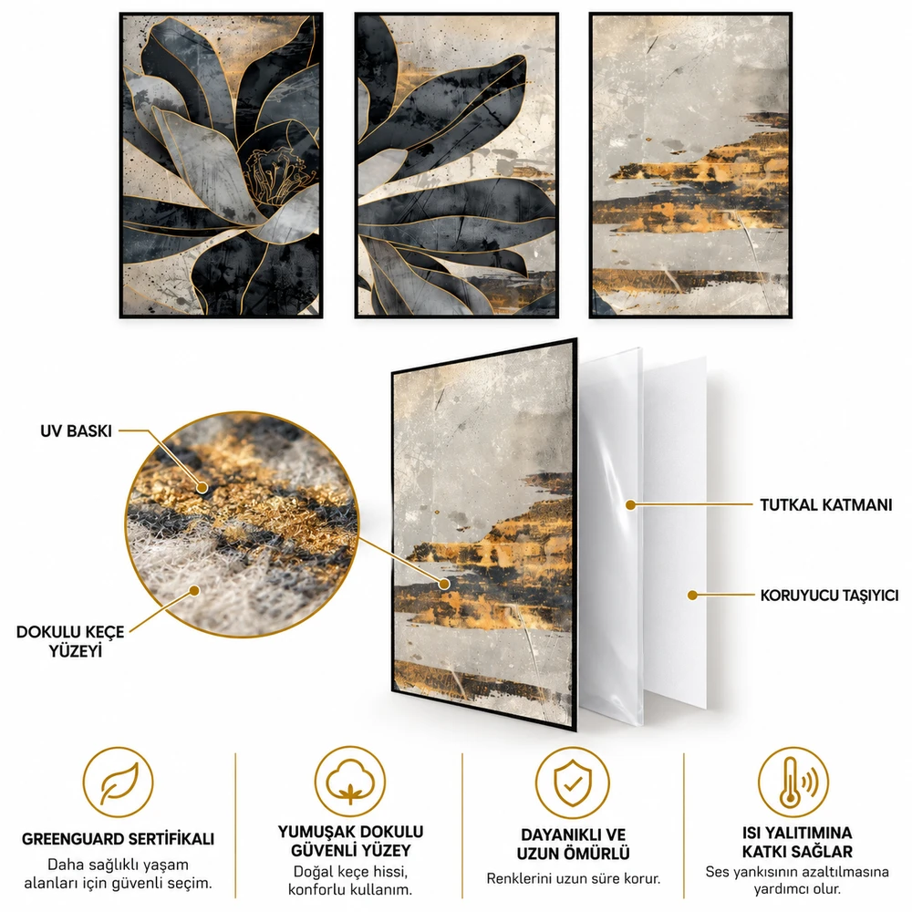 Yapışkanlı Keçe Tablo - Poster Çiçek (Model-87) 