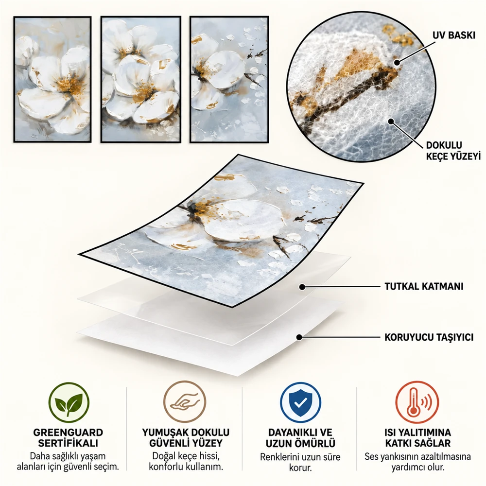 Yapışkanlı Keçe Tablo - Poster Çiçek (Model-88) 