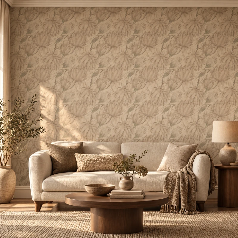 Yapışkanlı Keçe Duvar Kağıdı Çiçek Desen (Model - 2057)