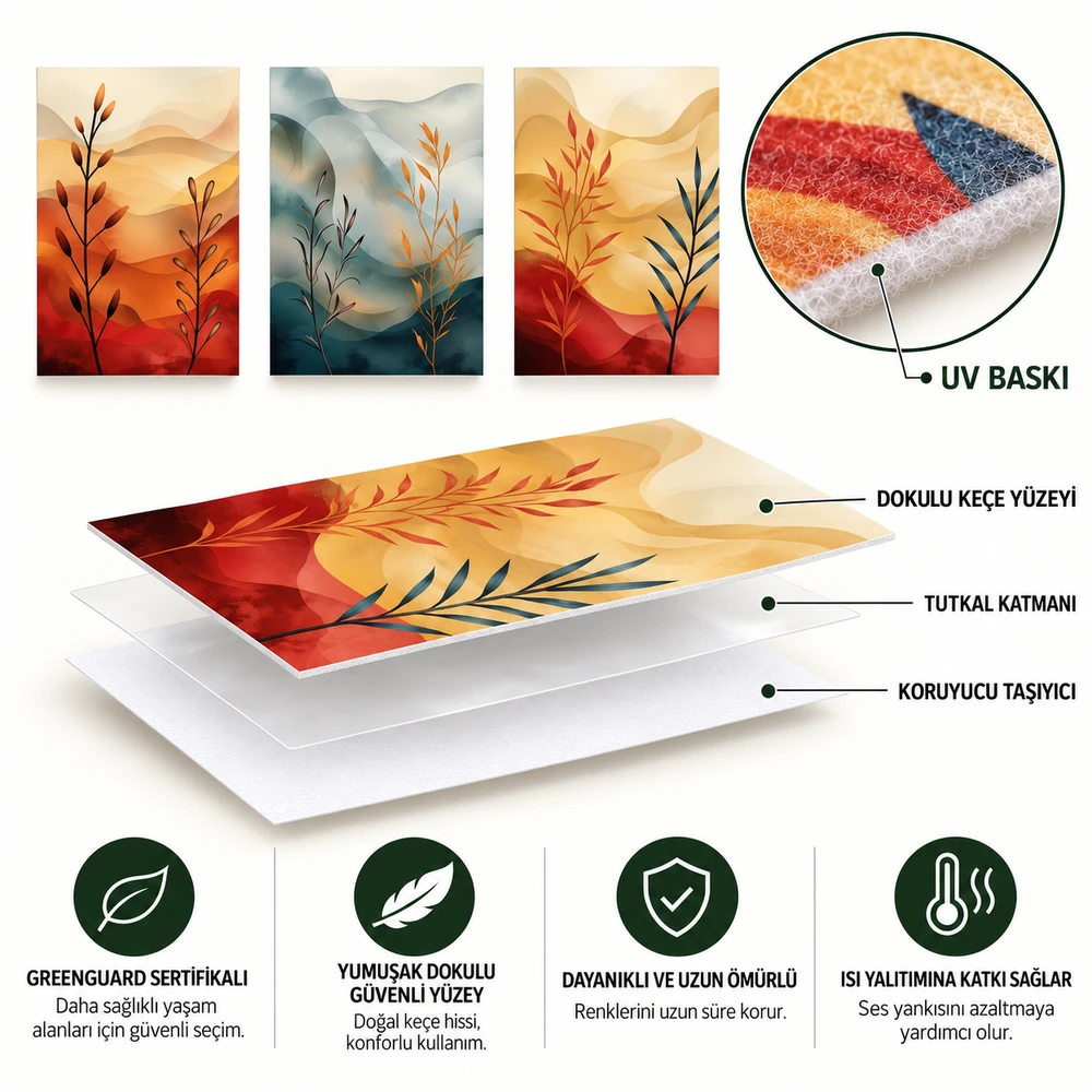 Yapışkanlı Keçe Tablo - Poster Çiçek (Model- 44) 