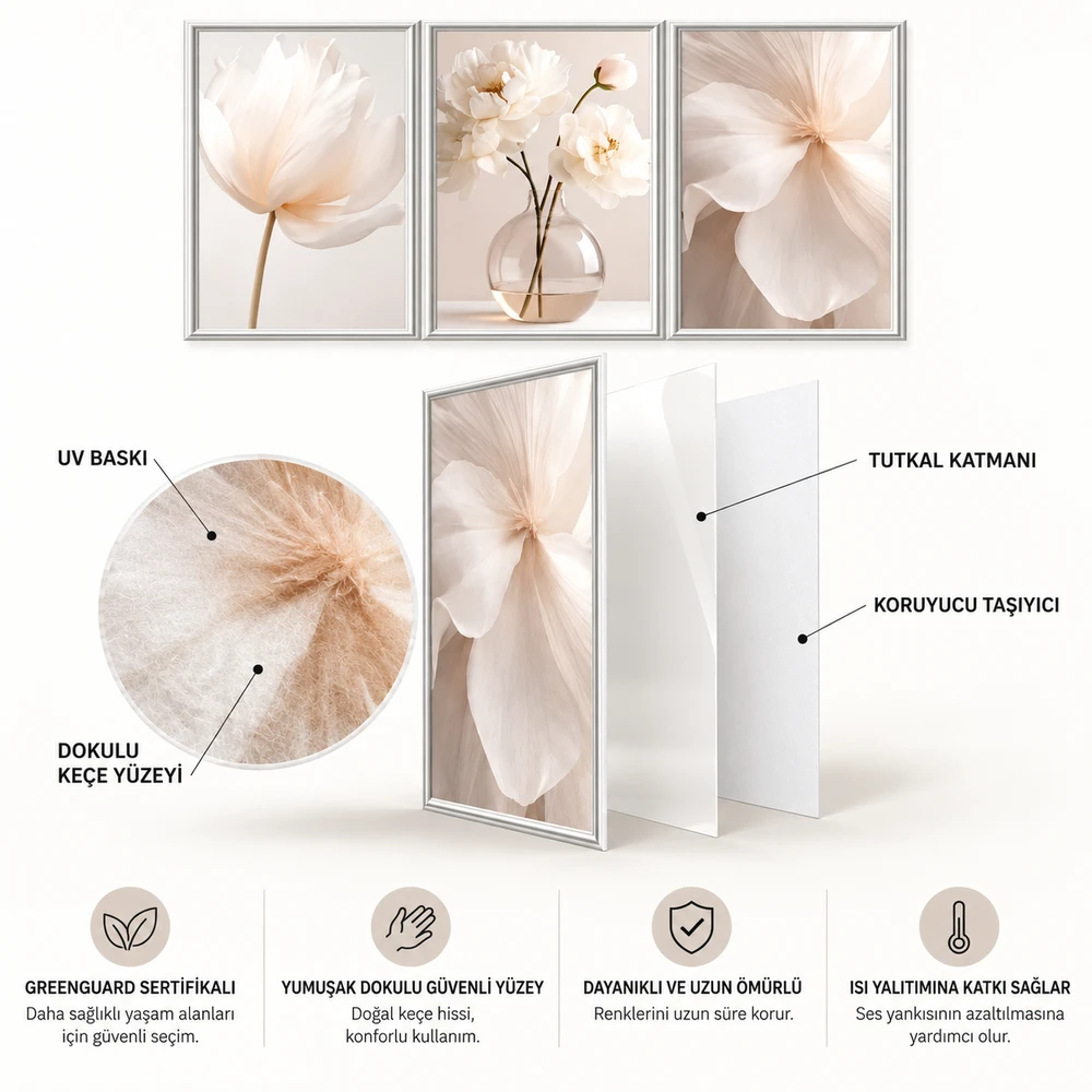 Yapışkanlı Keçe Tablo - Poster Çiçek (Model- 91) 