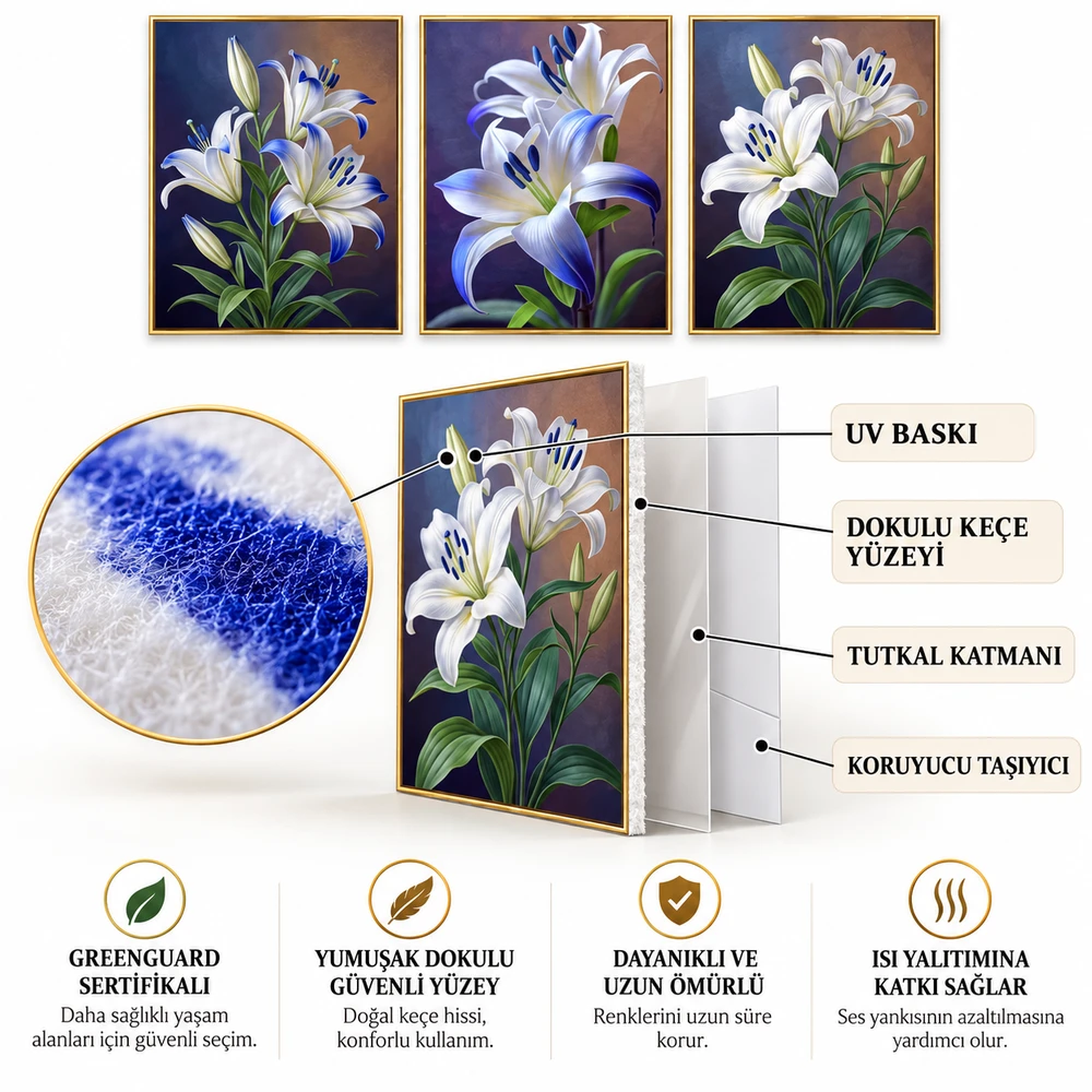 Yapışkanlı Keçe Tablo - Poster Çiçek (Model- 94) 