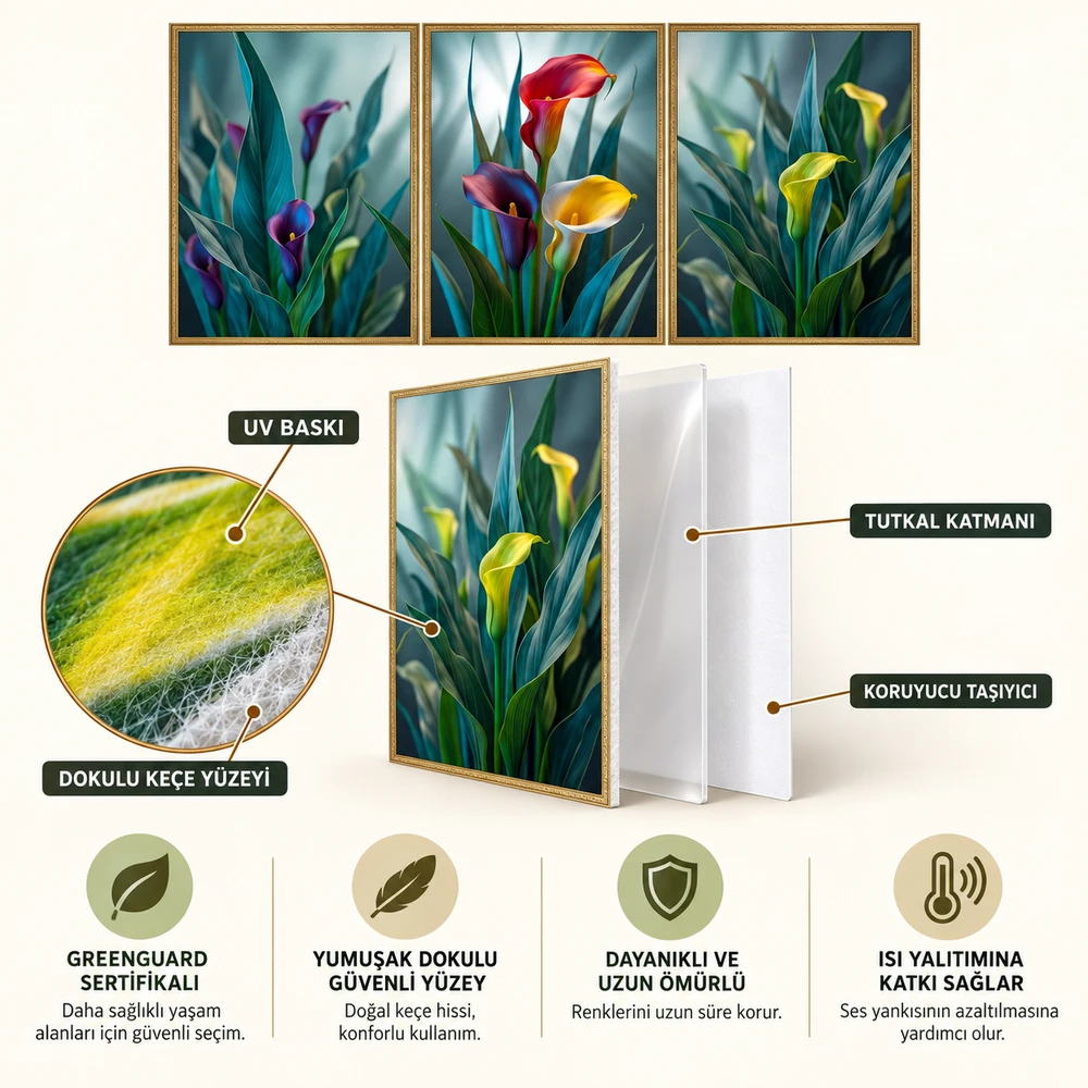 Yapışkanlı Keçe Tablo - Poster Çiçek (Model- 95) 