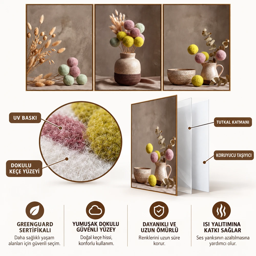 Yapışkanlı Keçe Tablo - Poster Çiçek (Model- 98) 