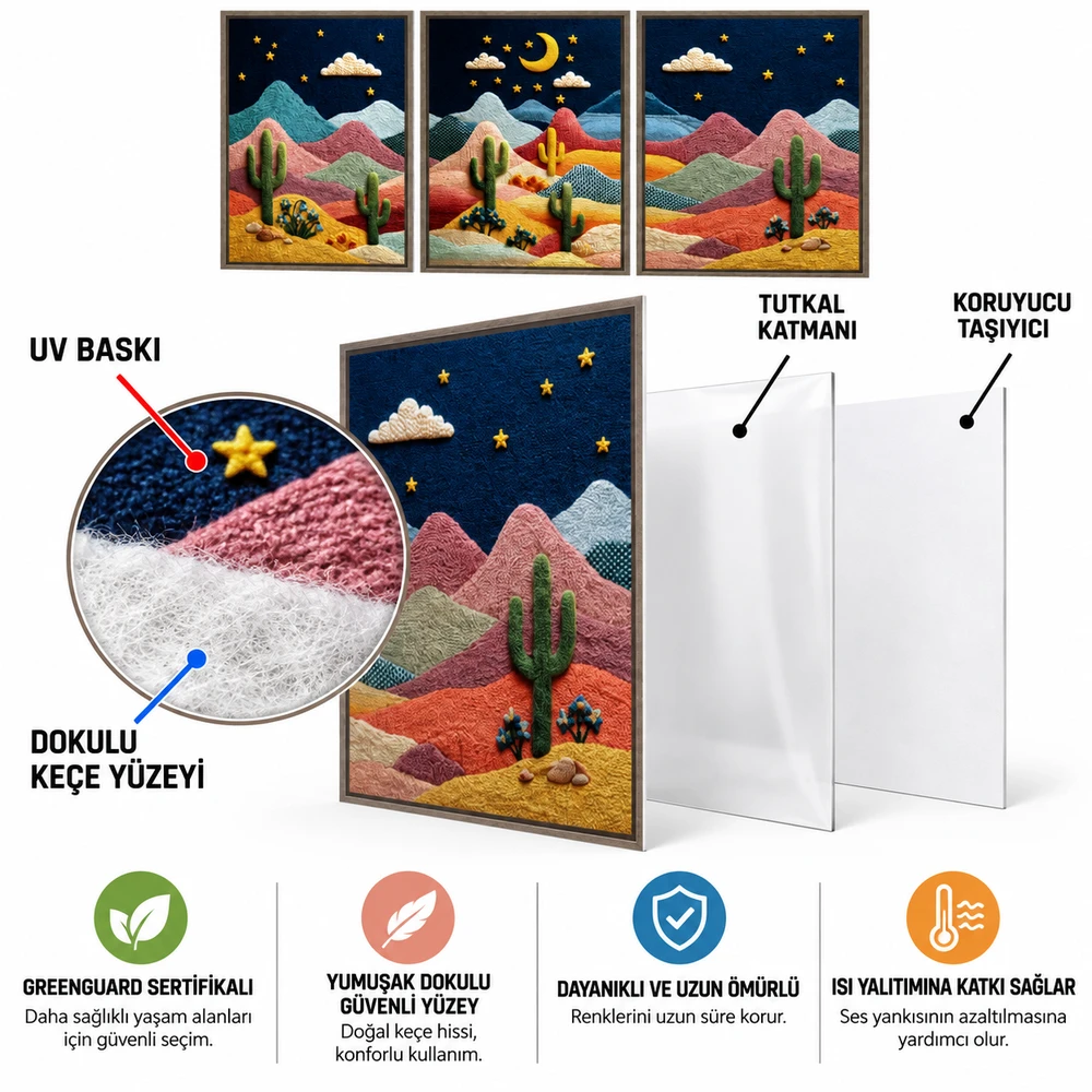 Yapışkanlı Keçe Tablo - Poster Çiçek (Model- 99) 