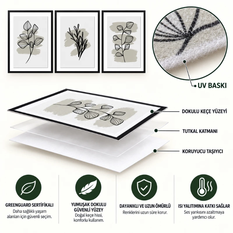 Yapışkanlı Keçe Tablo - Poster Çiçek (Model- 31)