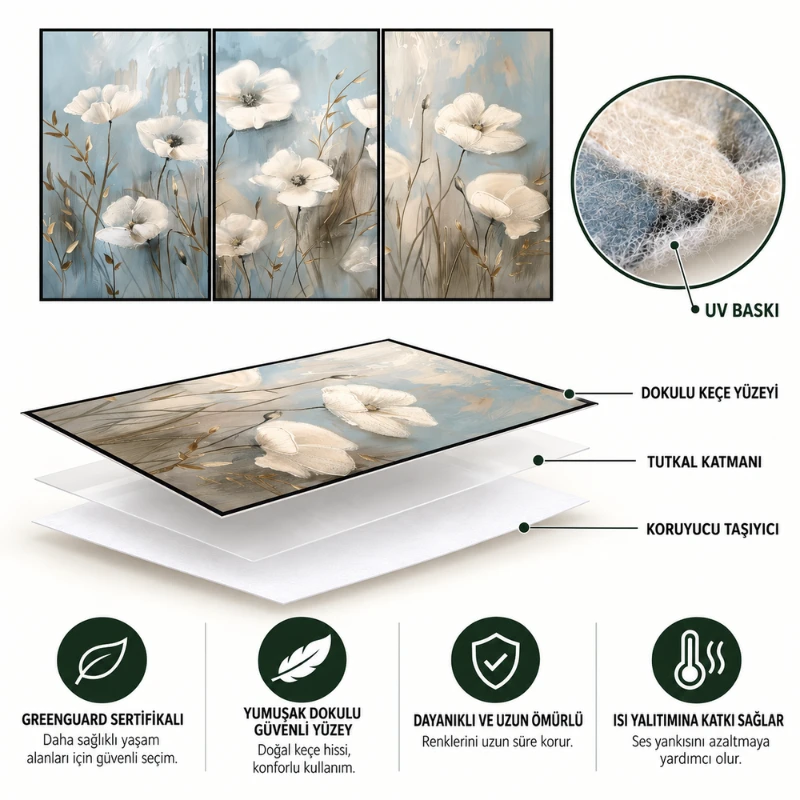 Yapışkanlı Keçe Tablo - Poster Çiçek (Model- 33)