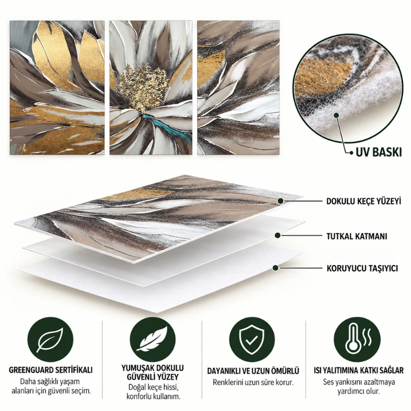 Yapışkanlı Keçe Tablo - Poster Çiçek (Model- 42)