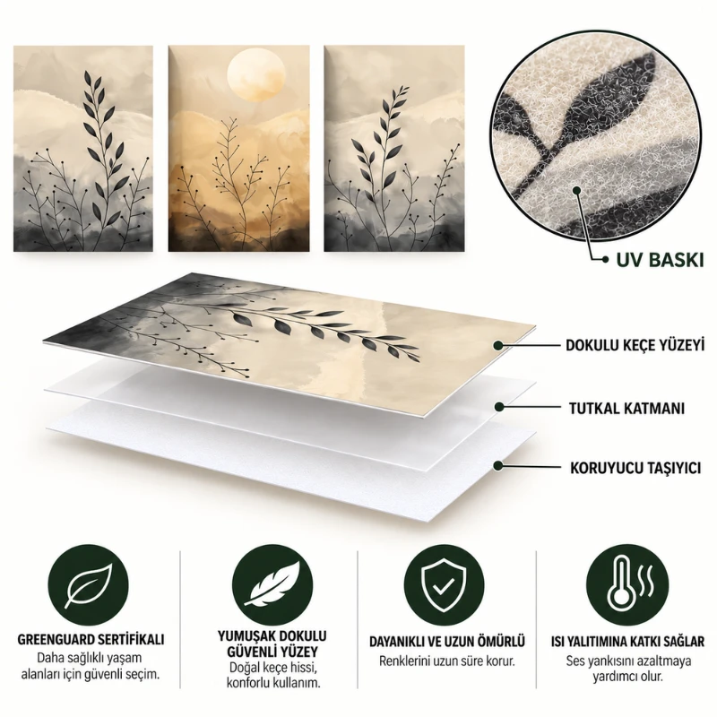 Yapışkanlı Keçe Tablo - Poster Çiçek (Model- 43)