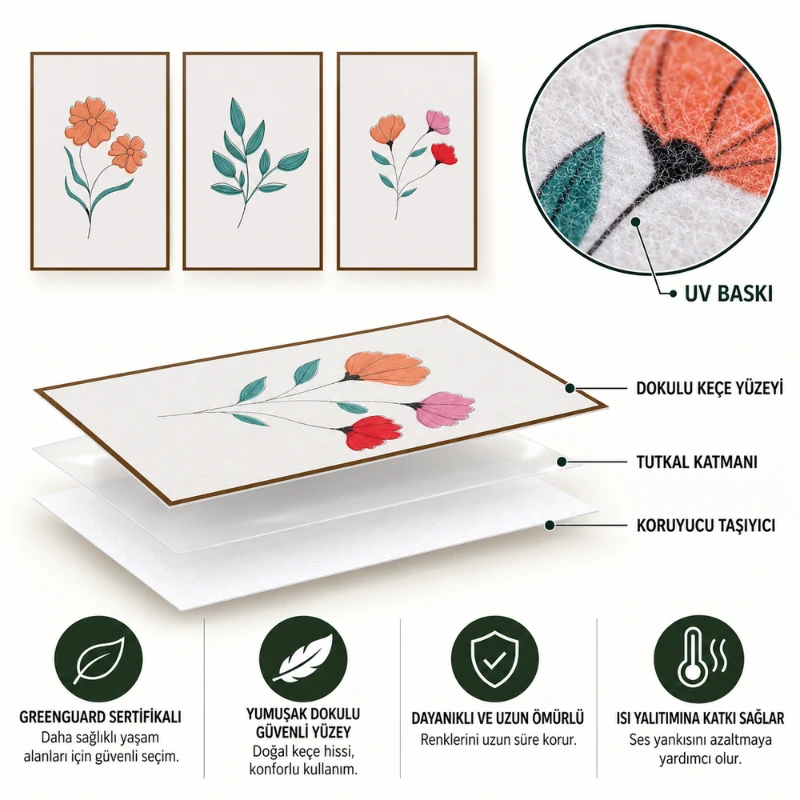 Yapışkanlı Keçe Tablo - Poster Çiçek (Model- 45)