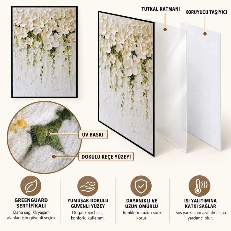Yapışkanlı Keçe Tablo - Poster Çiçek (Model- 75)