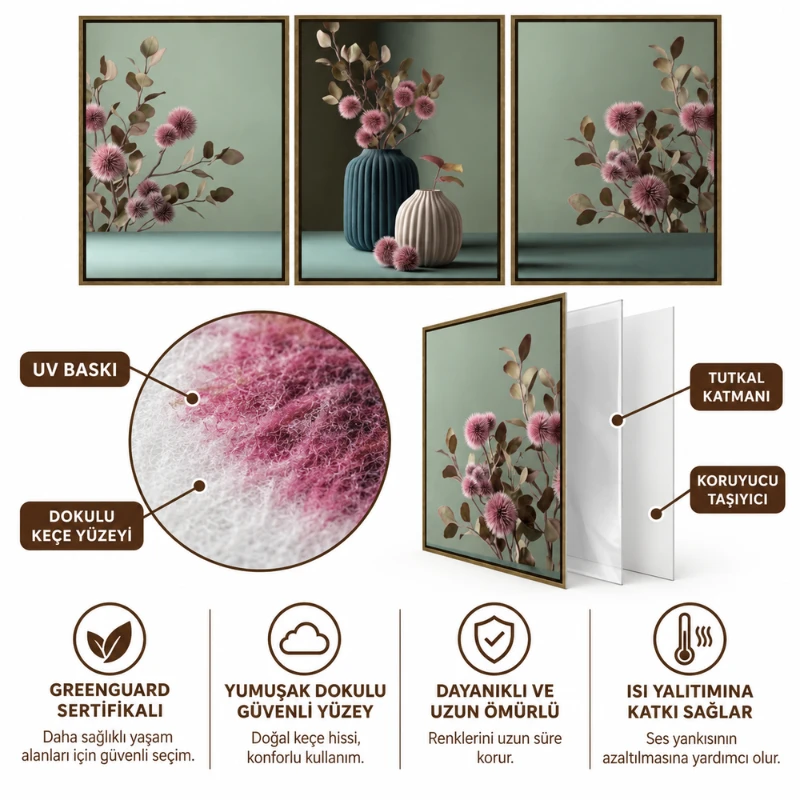 Yapışkanlı Keçe Tablo - Poster Çiçek (Model- 101)