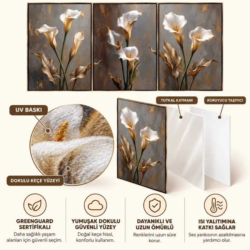 Yapışkanlı Keçe Tablo - Poster Çiçek (Model- 80)