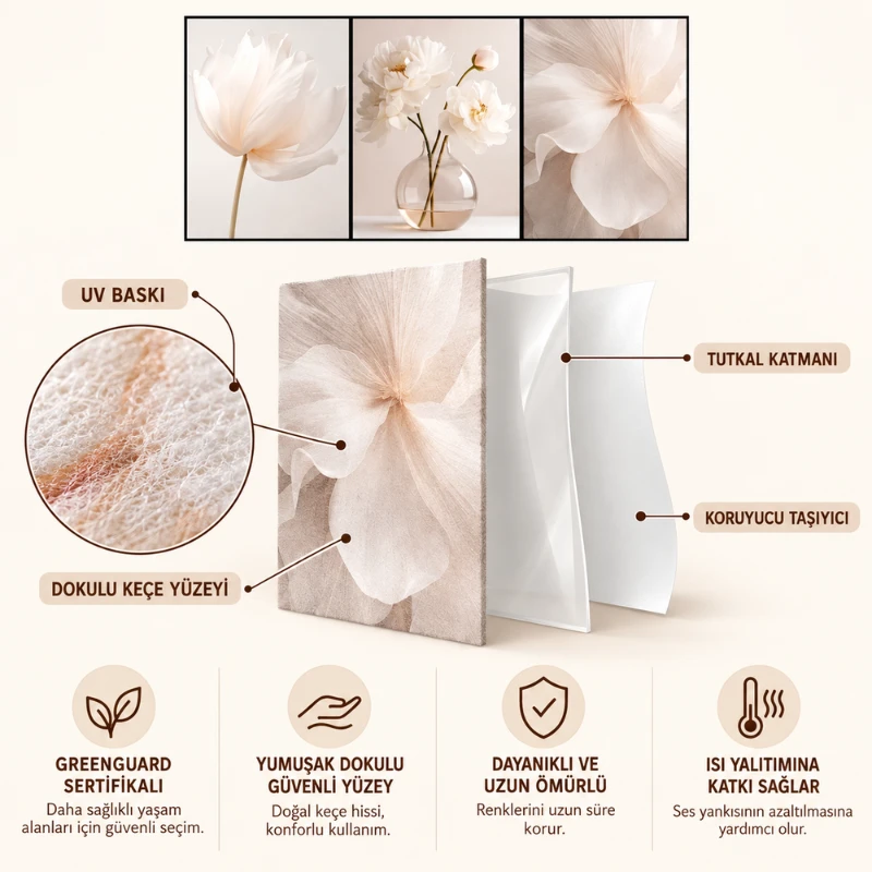 Yapışkanlı Keçe Tablo - Poster Çiçek (Model- 81)