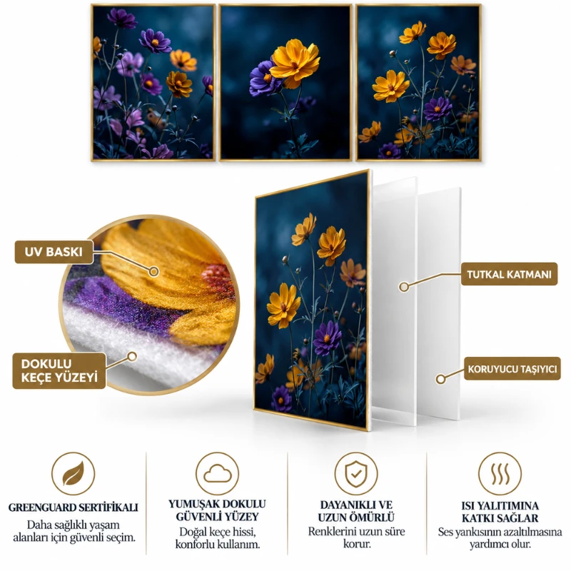 Yapışkanlı Keçe Tablo - Poster Çiçek (Model- 96)
