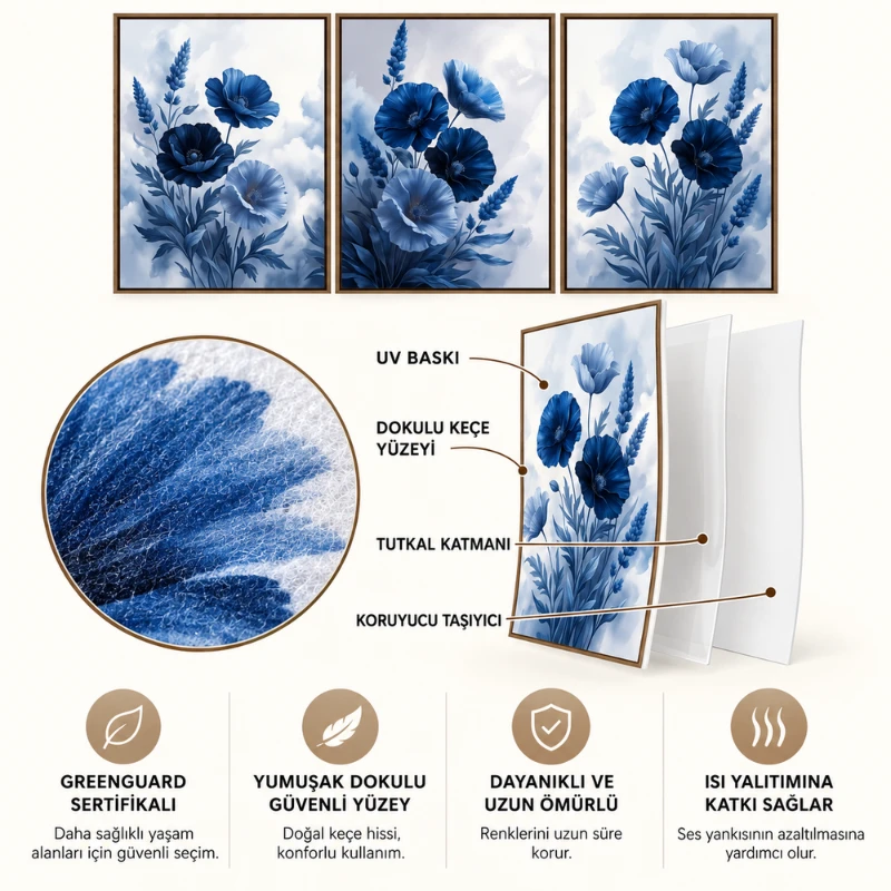 Yapışkanlı Keçe Tablo - Poster Çiçek (Model- 97)