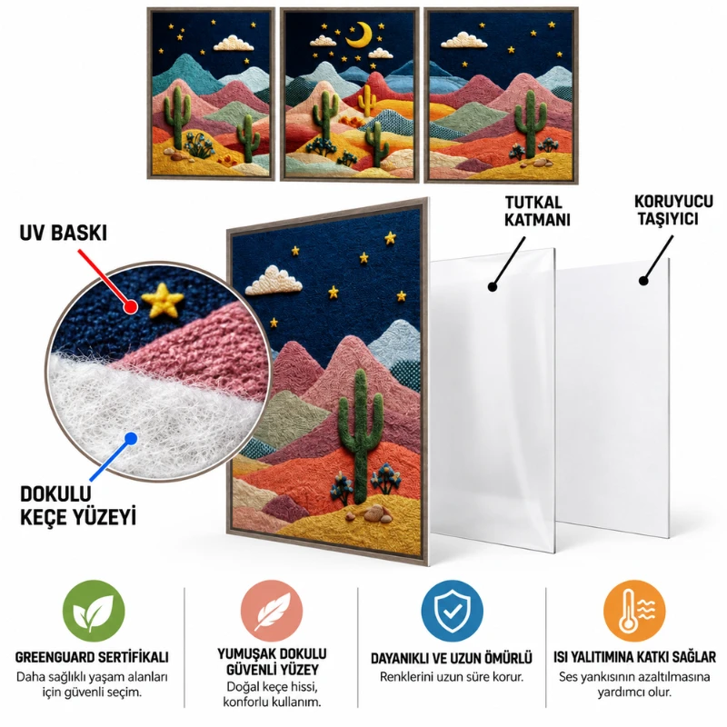 Yapışkanlı Keçe Tablo - Poster Çiçek (Model- 99)