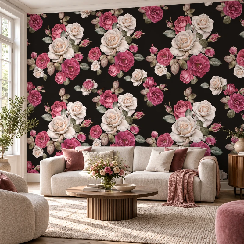 Yapışkanlı Keçe Duvar Kağıdı Çiçek Desen (Model - 2019)