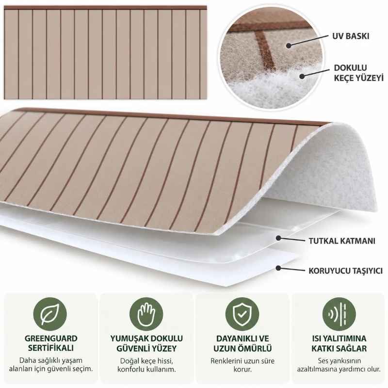 Yapışkanlı Keçe Duvar Kağıdı Çıta Desen (Model - 9028)