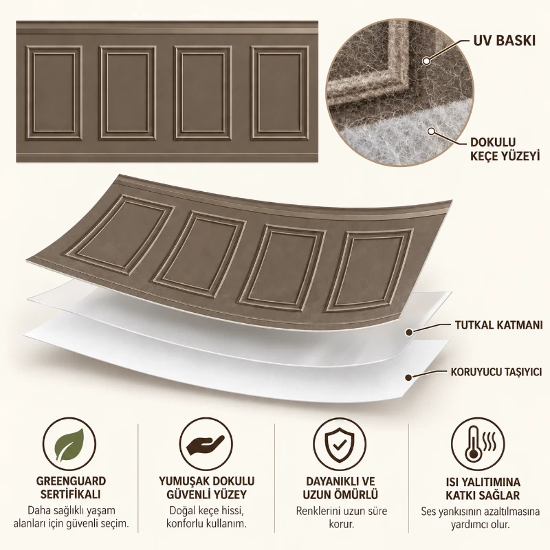Yapışkanlı Keçe Duvar Kağıdı Çıta Desen (Model - 9053)