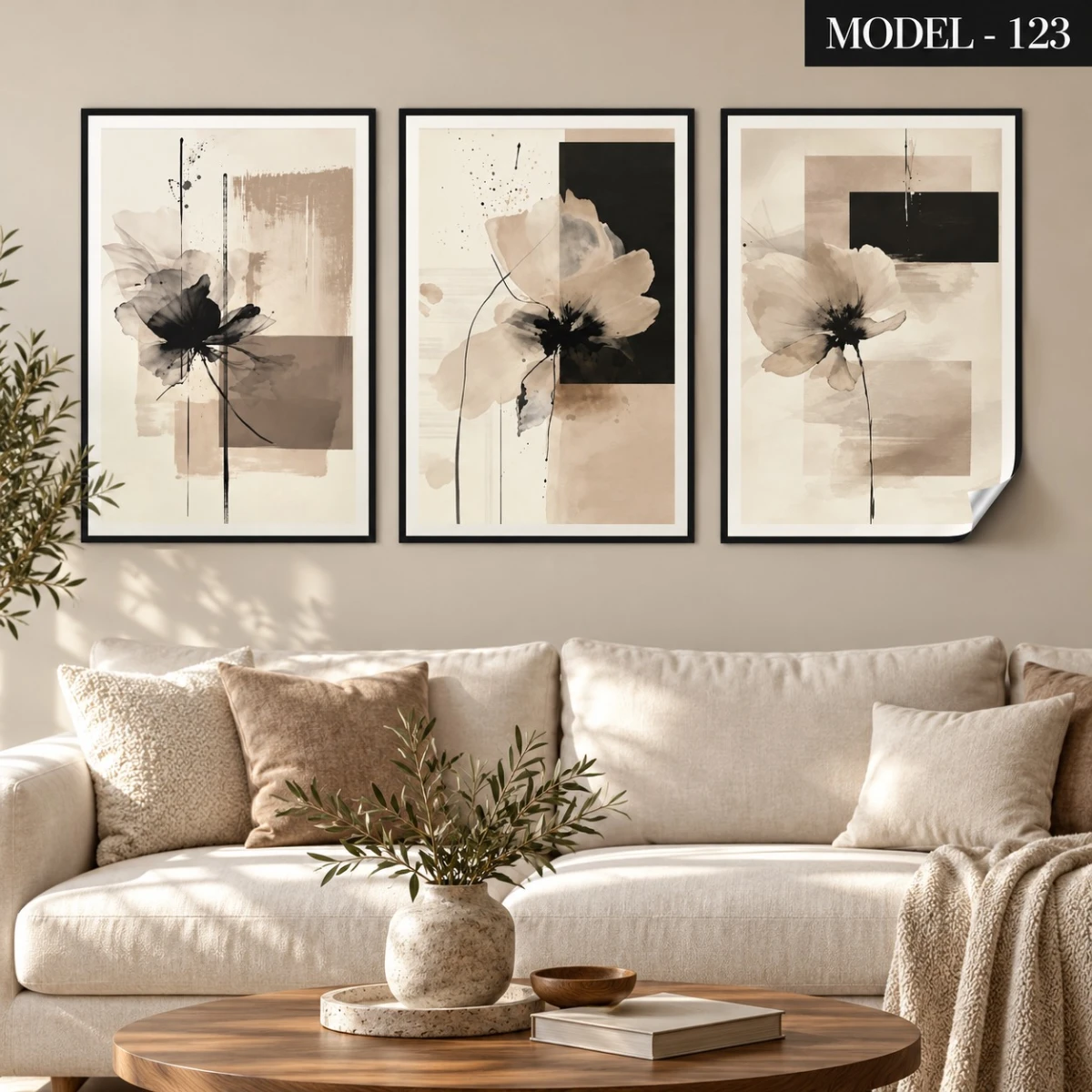 Statik Tutunma Özellikli Tablo - Poster Çiçek (Model- 123)