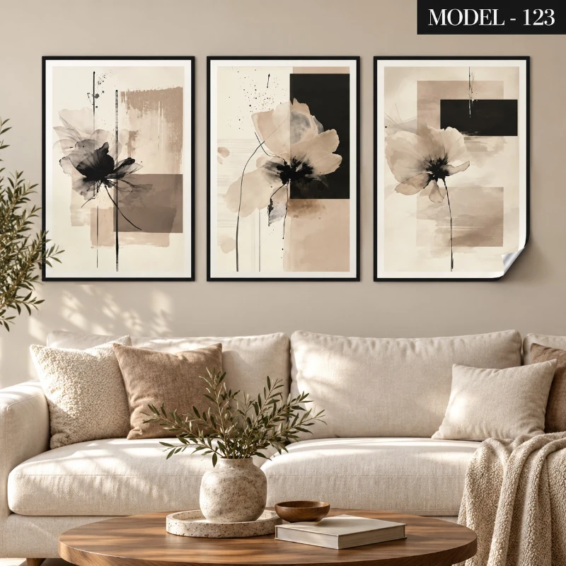 Statik Tutunma Özellikli Tablo - Poster Çiçek (Model- 123)