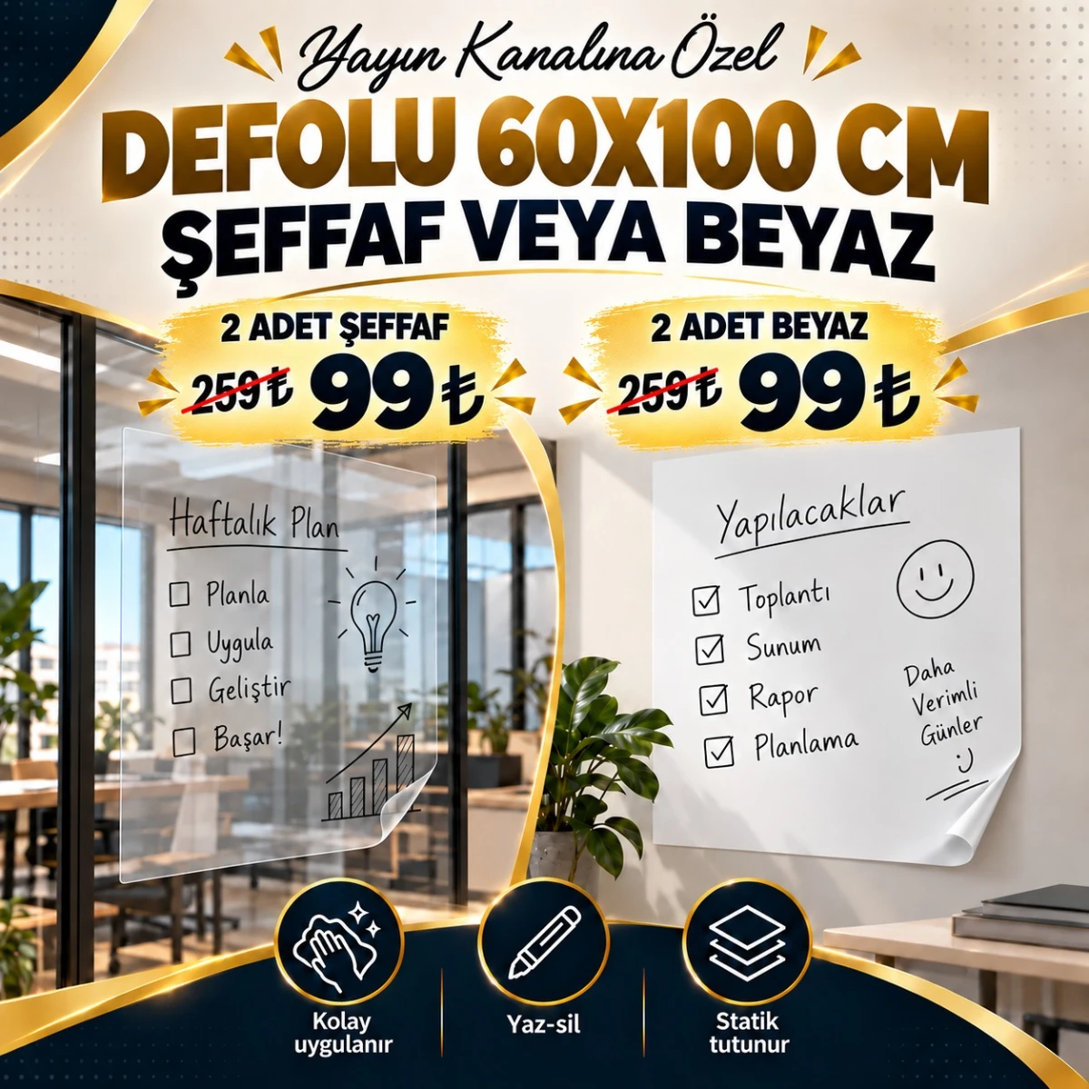 Yayın Kanalına Özel Defolu Beyaz Veya Şeffaf