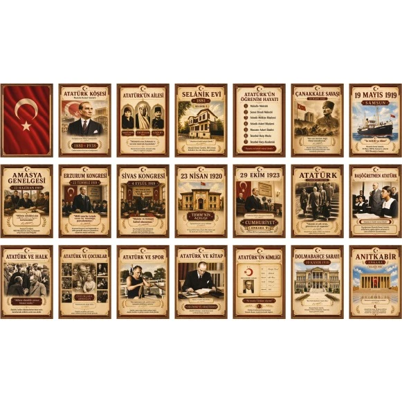 Yapışkanlı Keçe Atatürk Köşesi Tablo - Poster Atatürk (Model- 34) 