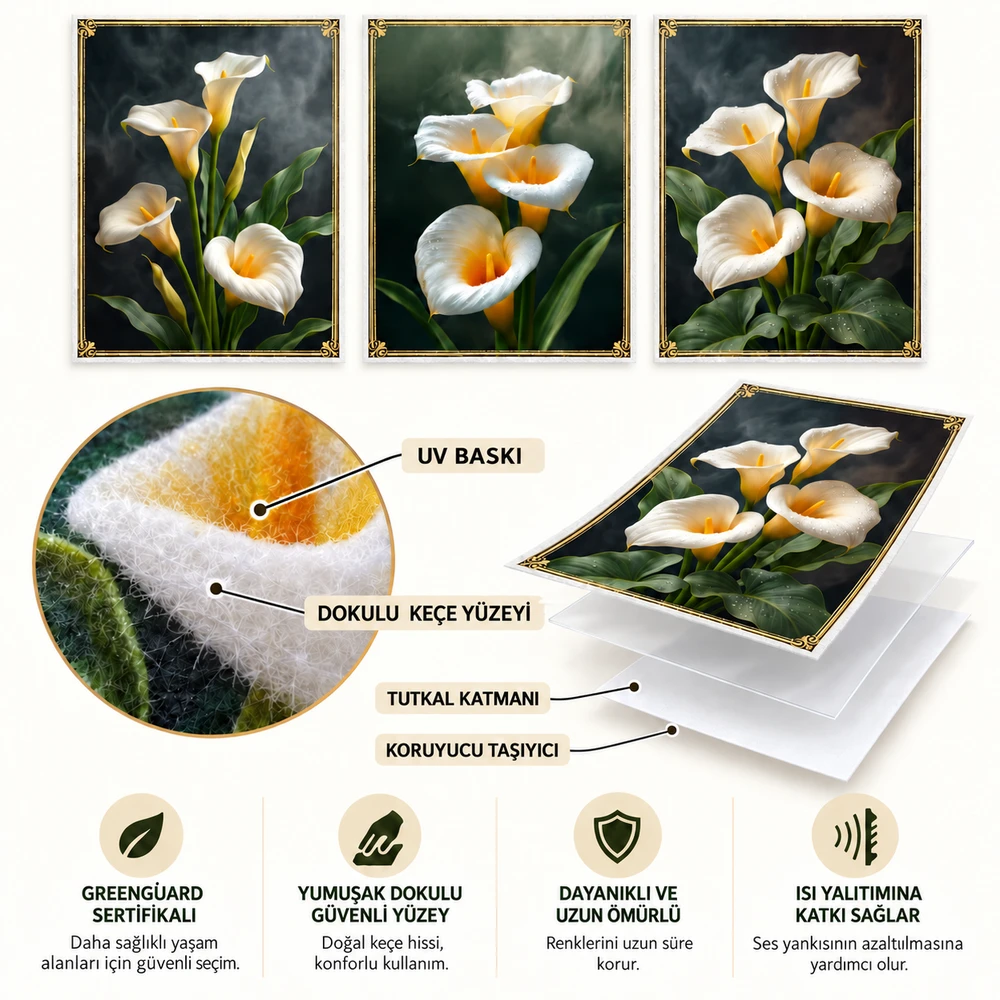 Yapışkanlı Keçe Tablo - Poster Çiçek (Model-105) 