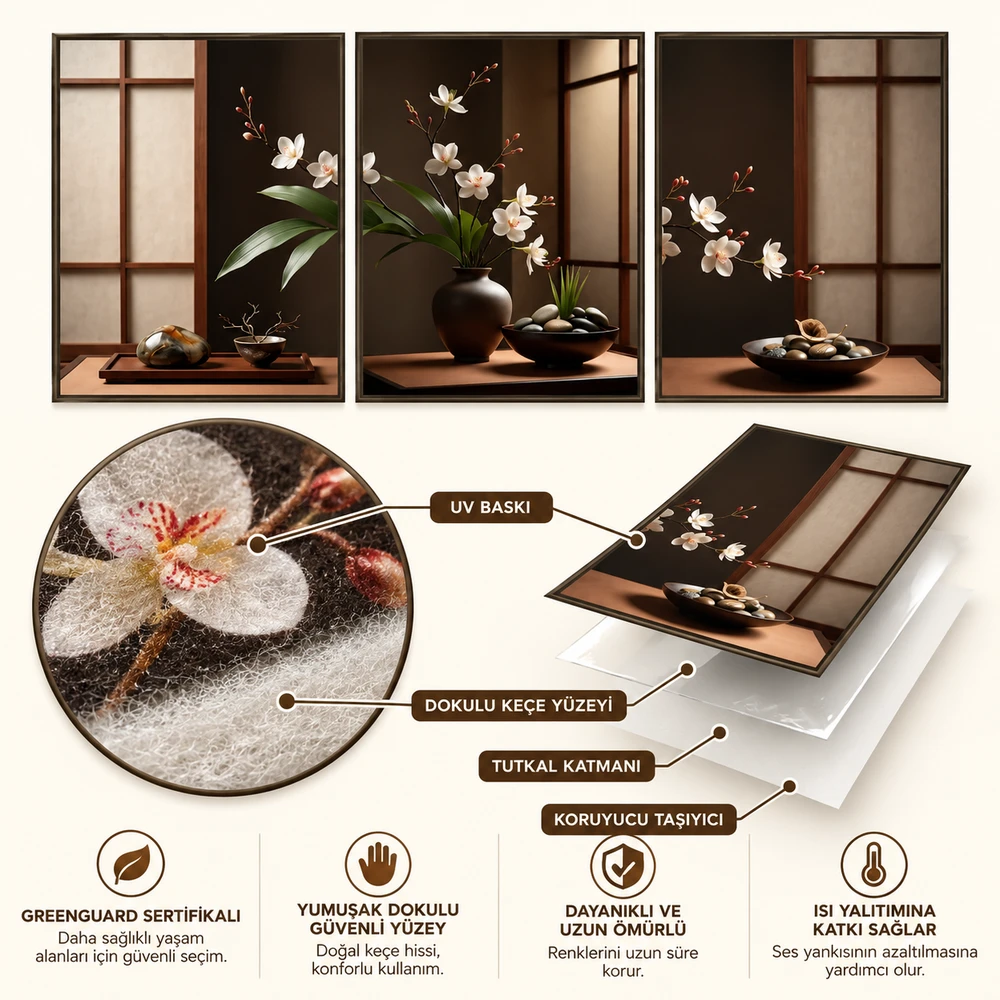 Yapışkanlı Keçe Tablo - Poster Çiçek (Model-108) 