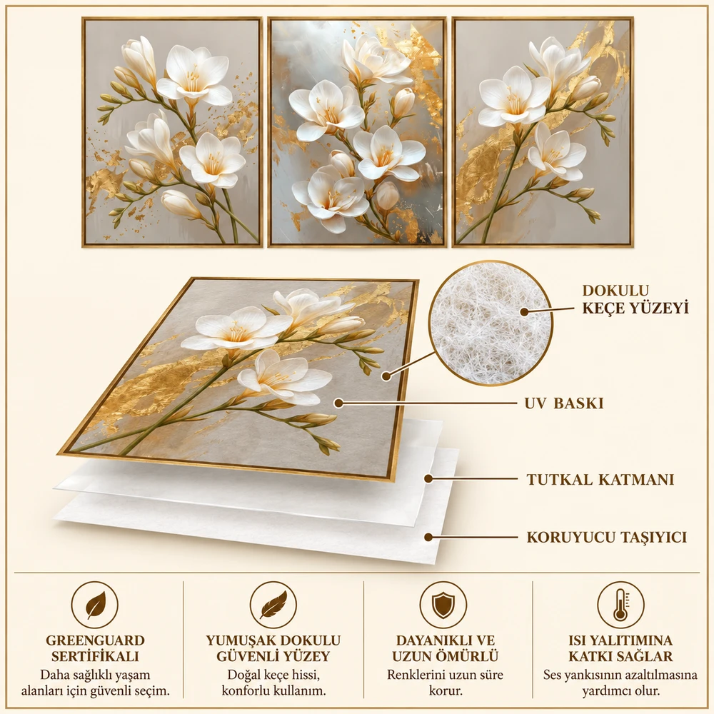 Yapışkanlı Keçe Tablo - Poster Çiçek (Model-109) 