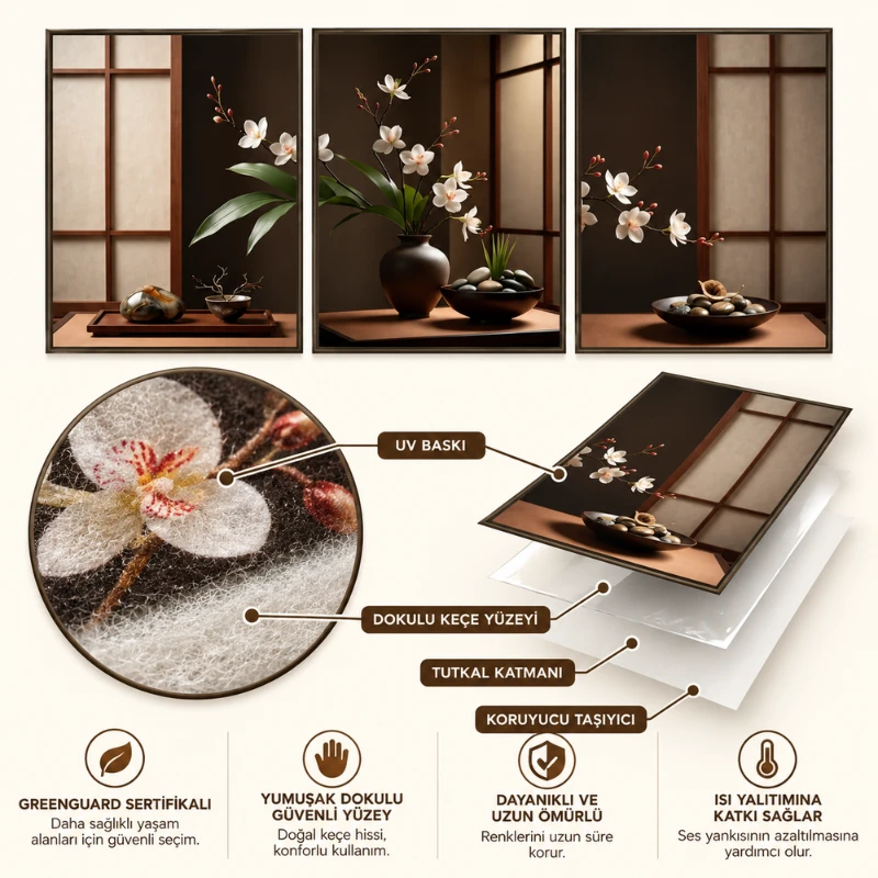 Yapışkanlı Keçe Tablo - Poster Çiçek (Model-108)