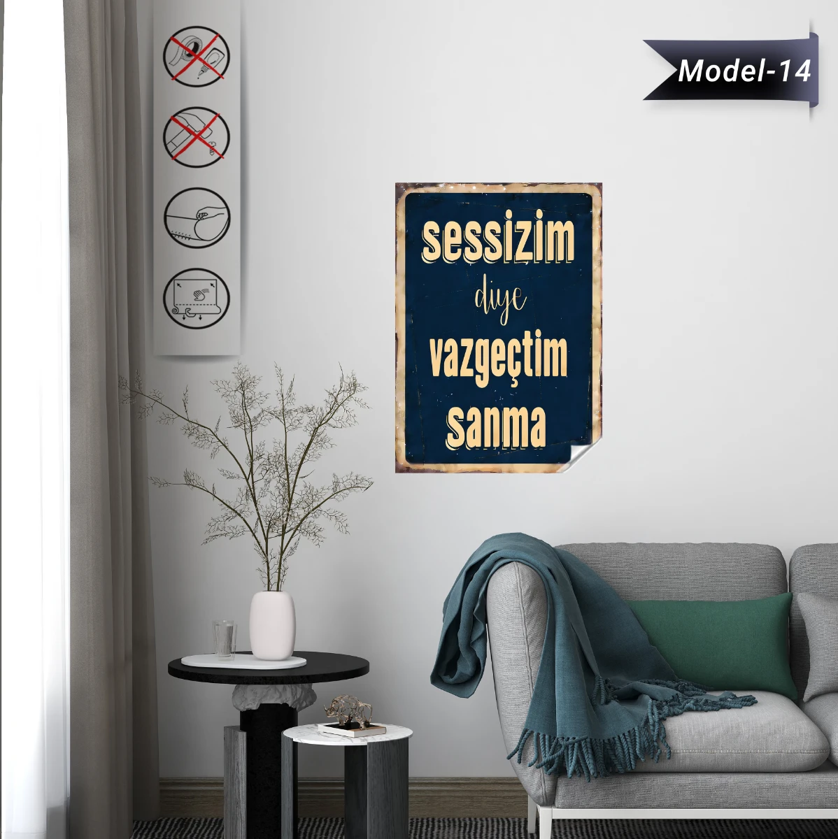 Statik Tutunma Özellikli Tablo - Poster Mizah (Model -14)