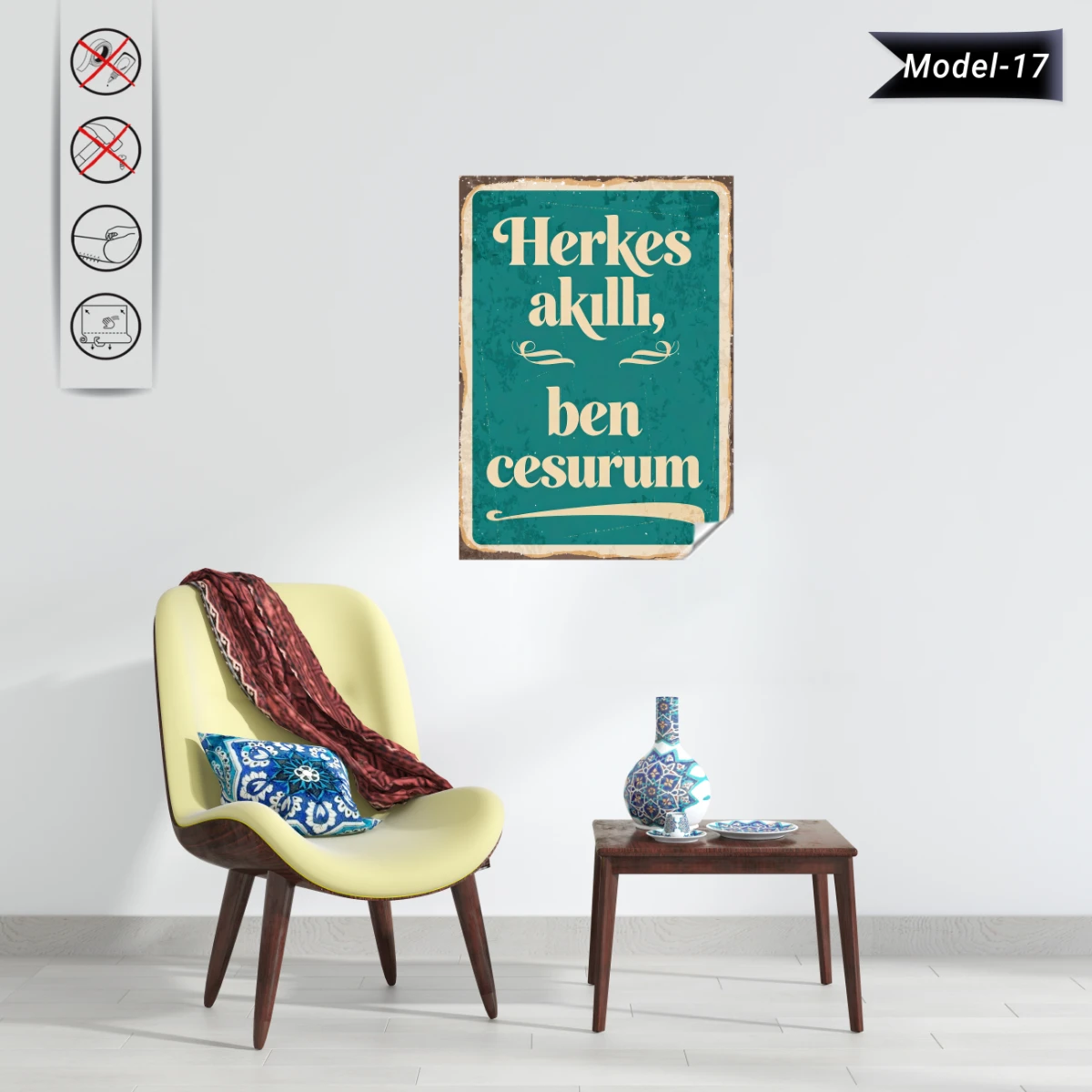 Statik Tutunma Özellikli Tablo - Poster Mizah (Model -17)