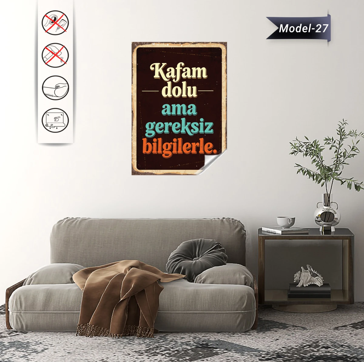 Statik Tutunma Özellikli Tablo - Poster Mizah (Model -27)